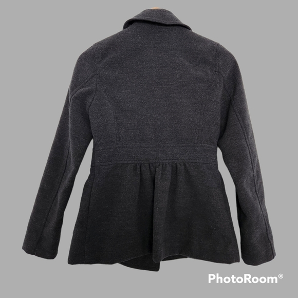 H&M Double-Breasted Grey Peplum Short Pea Coat US Size 4 - Picture 2 of 4